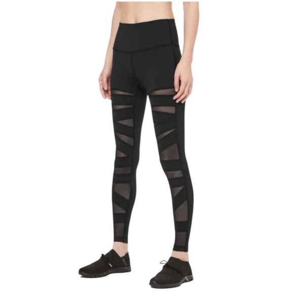 lululemon athletica Black Mesh Panel Leggings - Picture 1 of 11